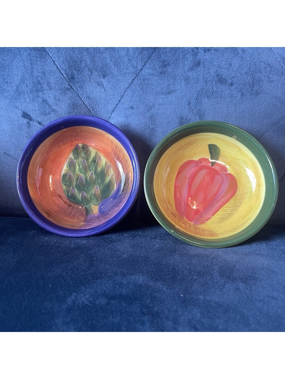 222 Fifth Farmers Market Jane Davies Vegetables Red Pepper Artichoke 2 Bowl Set